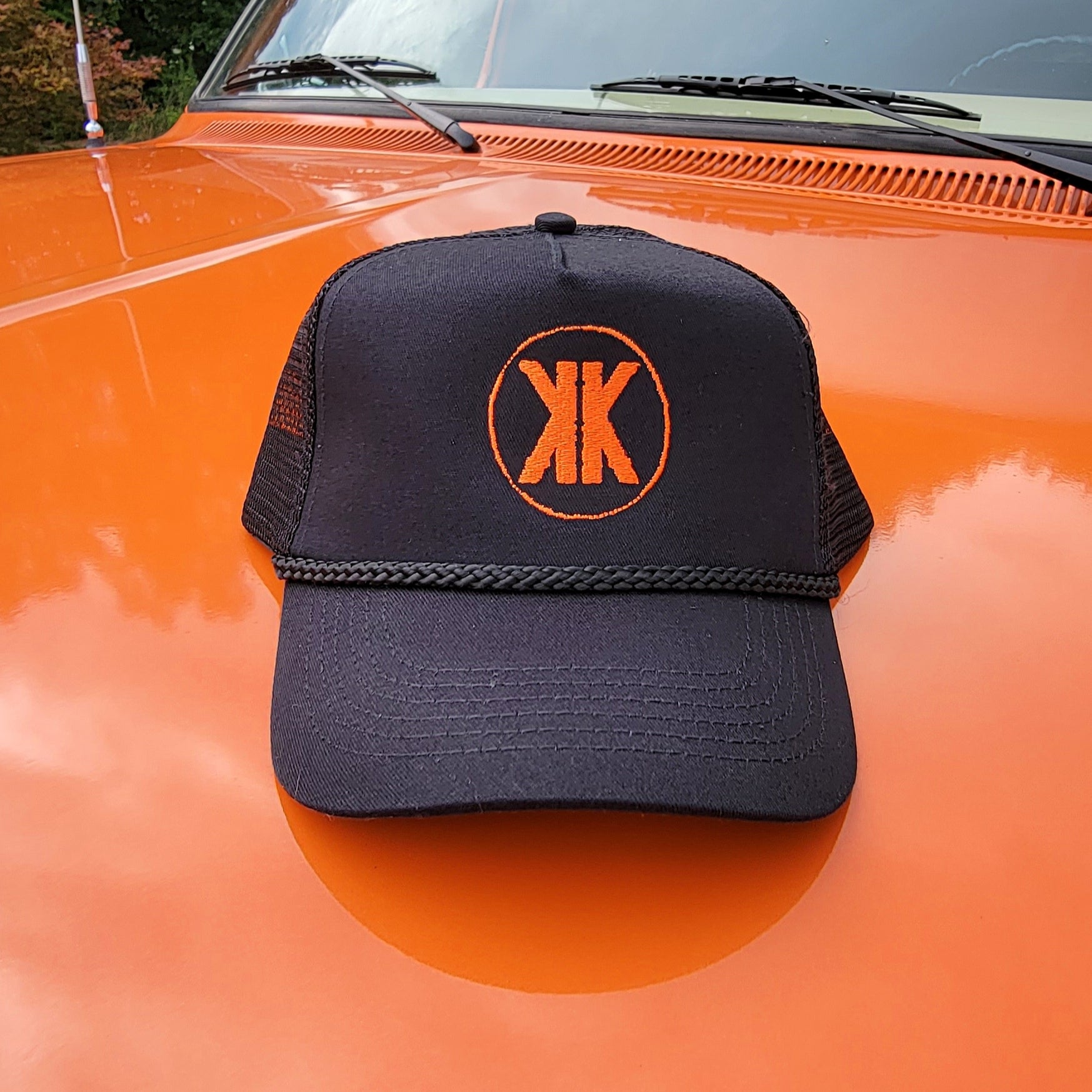 Black + Orange KK Logo Snapback Hat