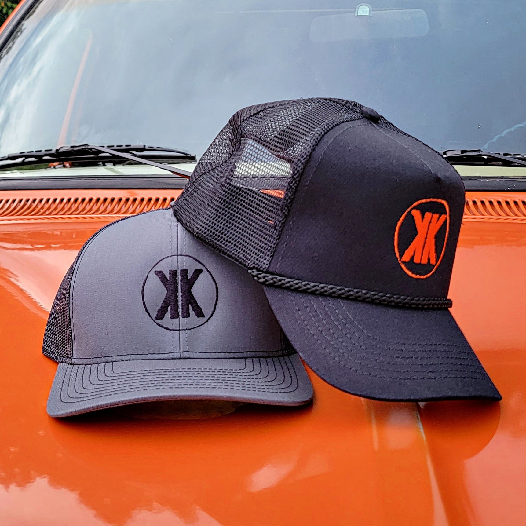 Grey + Black KK Logo Snapback Hat
